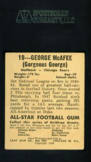 1948 Leaf 19 George McAfee Rookie HOF Bears SGC 60