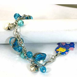  Beauty Blue Lampwork Glass Pearl Heart Bracelet Fashion Jewelry