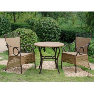  Valencia Steel Frame Wicker Skirted Bistro Table and Chairs Set