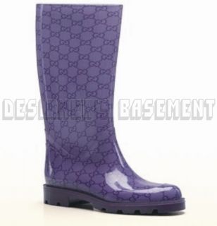 GUCCI purple rubber Grape Royal EDIMBURG GG rainboots Flat boots NIB