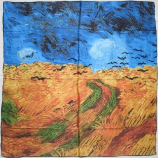 Art 100 Silk Scarf Van Goghs Wheatfield with Crows
