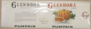 Glendora Pumpkin Can Label Glendora Prod Warren PA