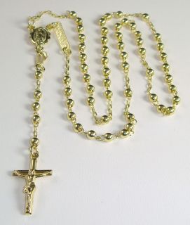 14k Solid Yellow Gold Rosary Chain Necklace 3mm 17 8g