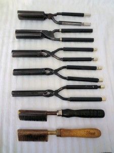 Used 7 Piece Gold N Hot Stove Curling Flat Irons Combs