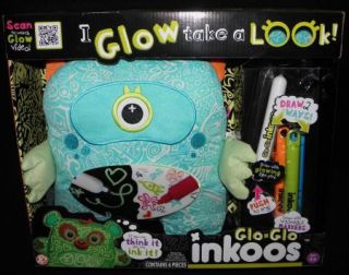 Glo Glo Inkoos Alien Monster Glow in The Dark w Markers Draw Wash Redo