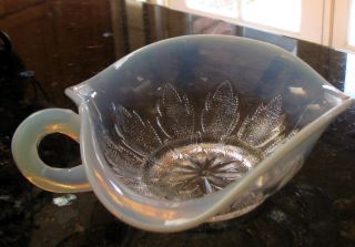 Dugan Daisy May Leaf Rays Opalescent Glass Nappy or Gravy ~ 1912
