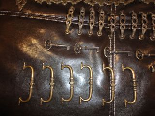 Large LOT of antique GERMAN door knobs keys locks handles hinges BRASS
