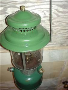 Vintage Coleman Lantern 220E Green Green Camp Barn Light
