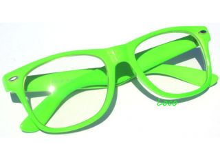 Neon Green Frame Clear Lens Wayfarer Retro Glasses Retro Hipster Cool