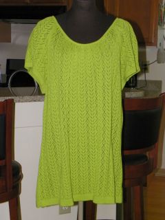 Lane Bryant Green 100 Cotton Knit Top Pretty Size 18 20 Xllent