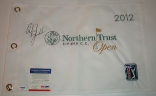  Signed 2012 Northern Trust Open Golf Pin Flag 2X Champ PSA