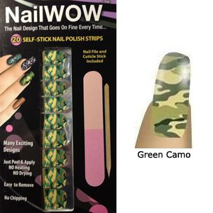 NailWOW GREEN CAMO DESIGN 20 Nail Wow Self Stick Nail Polish Strips