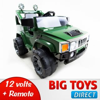 GREEN 12V RC BATTERY POWER KIDS RIDE ON HUMMER JEEP W/ BIG WHEELS & R