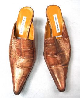 Maria Grazia Ripari Metallic Brown Leather Heel Shoes 38 Italy