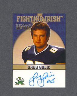 Greg Golic Signed Notre Dame TK Legacy Card