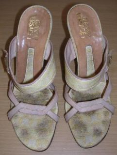 Gianni Versace Taupe Yellow Sandals Shoes 37 EU 7 US