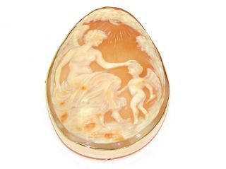 Vintage 14kt Gold Religious Angel Cameo Brooch Pin 