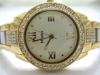   Henley Diamante Watch Gold White Band White Face New Design H304