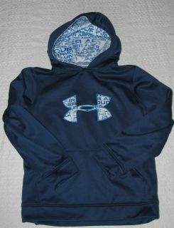 Under Armour Navy Logo Hoodie Youth Large YLG 10 12 Boys