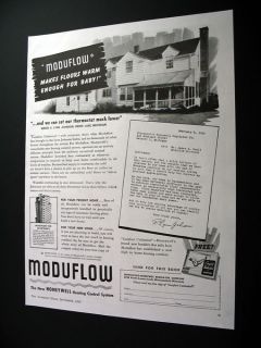 Honeywell Moduflow Green Lake MI House 1946 Print Ad