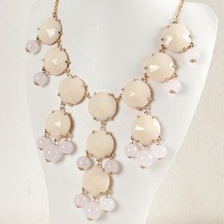 New Women Jewelry Bubble Bib Statement Fashion Gold GP Necklace Milky