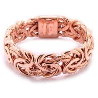Textured Byzantine Band Ring Genuine 14k Rose Pink Gold 6mm