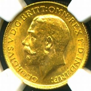 1914 GR Britain George V Gold Coin Sovereign NGC Cert Genuine MS 62
