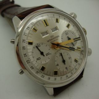 vintage wakmann gigandet breiling chronograph .3 regester triple date