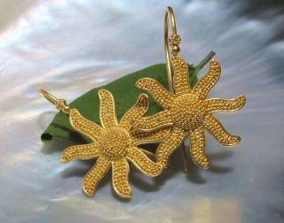  22K Gold Granulation Swirl Sun Earrings Hand Made Art in Gold