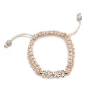 18K White Gold Diamond Pave Macrame Shamballa Type Bracelet Jewelry