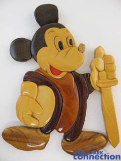 Disney Mickey Mouse Fencing Gordon King Wood Mosaic Wall Sculpture Art