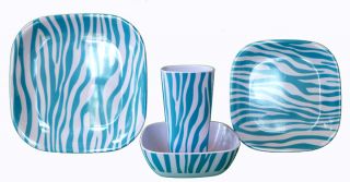 Turquoise Zebra Dinnerware Set—16 Piece