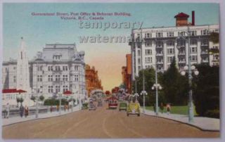 Government Street View Victoria Canada c1940s Postcard Post Office