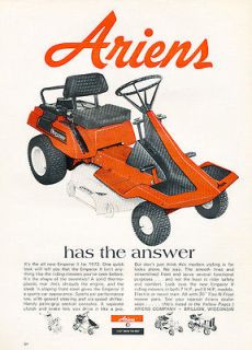 1972 Ariens Emperor II Lawn Tractor   Classic Vintage Advertisement
