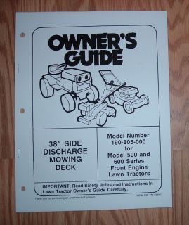  MODEL 805 (190 805 000) 38 IN MOWER DECK OWNERS MANUAL WITH PARTS LIST