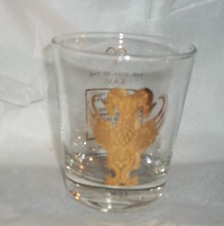 vintage aries drinking glass with gold painted decor time left