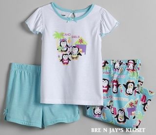 Island Girls Joe Boxer 3 Piece Penguin Pajama Set 2T 3T 4T 5T