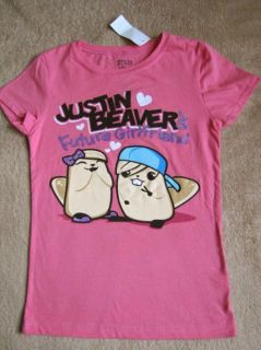 Justin Beaver Bieber Future Girlfriend Funny Pink Tee T Shirt Sz 10 12