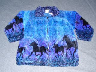 Girls Horse Fleece Jacket Size 4 5 Horses Riding Hobby