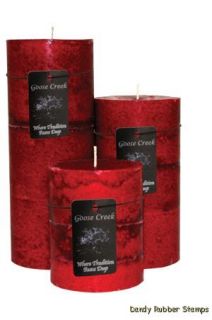 GOOSE Creek Tri Colored Pillar Candle Red Hot Cinnamon Scent Pick Size