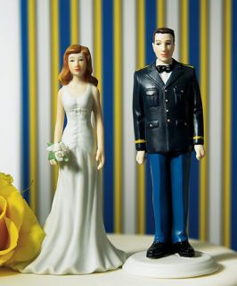 Military Groom Fashionable Bride Wedding Cake Topper
