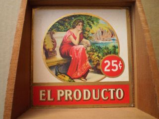 Vintage El Producto Wooden Cigar Box with Glass Cigar Tubes