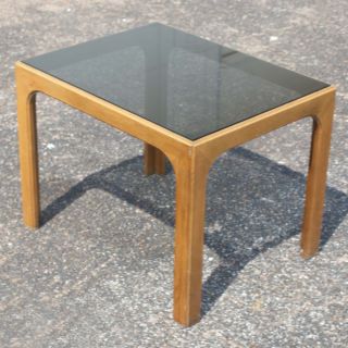 27 Vintage Wood and Glass Side End Table