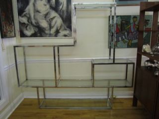  Milo Baughman Extra Large Chrome and Glass Etagere Mid Century