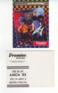 Gottlieb Premier Rock Amoa Teaser Pinball Machine Post Card Flyer 1985