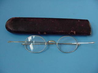 antique gold frame eyeglasses with leather case 