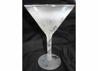 Martini Glass Etched and Frosted with Poodles Circles Triangles