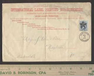 Glen Allen Star Precancel 1879 Catalog Envelope w Cert