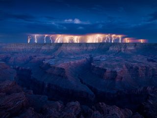 in excellent working order some lightning over the grand canyon