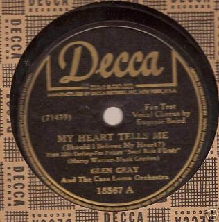 1943 Decca Records 78rpm Glen Gray My Heart Tells Me My Shining Hour